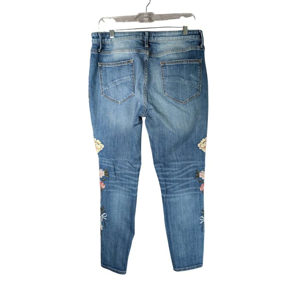 Driftwood Jackie High Rise Floral Embroidered Skinny Jeans Medium Wash Size 32 - Picture 5 of 10